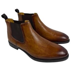 Magnanni Chelsea Boot 16677 Mens Size 10.5 Hand-painted Cognac Leather Pull on